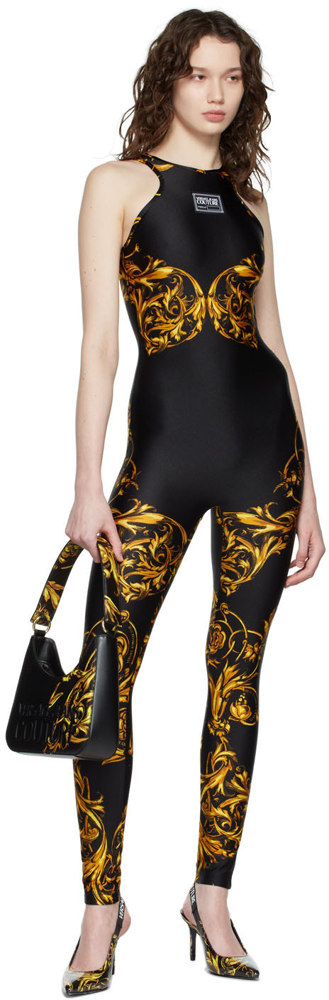 versace jeans couture black baroque jumpsuit