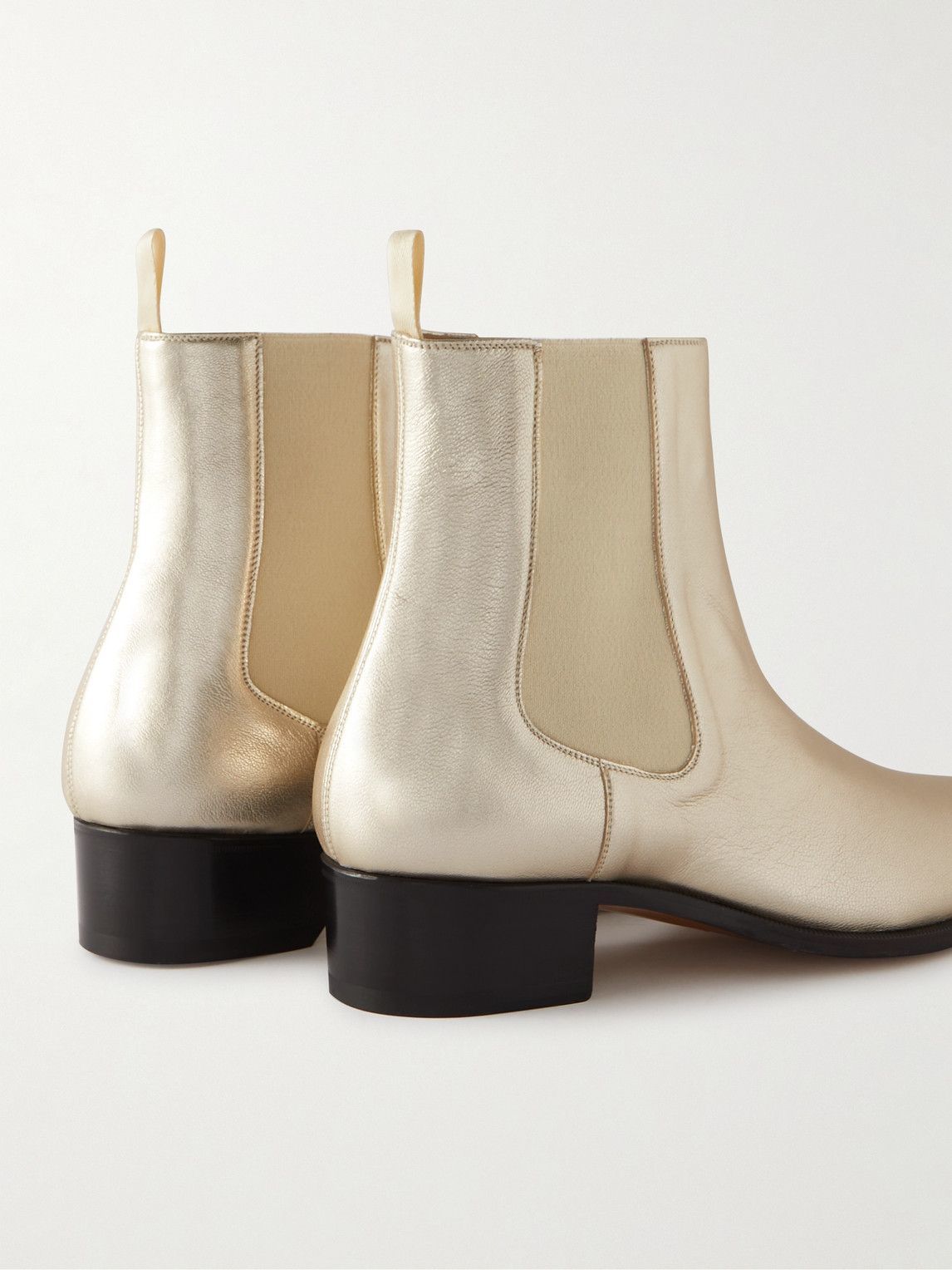 TOM FORD - Metallic Leather Chelsea Boots - Silver TOM FORD