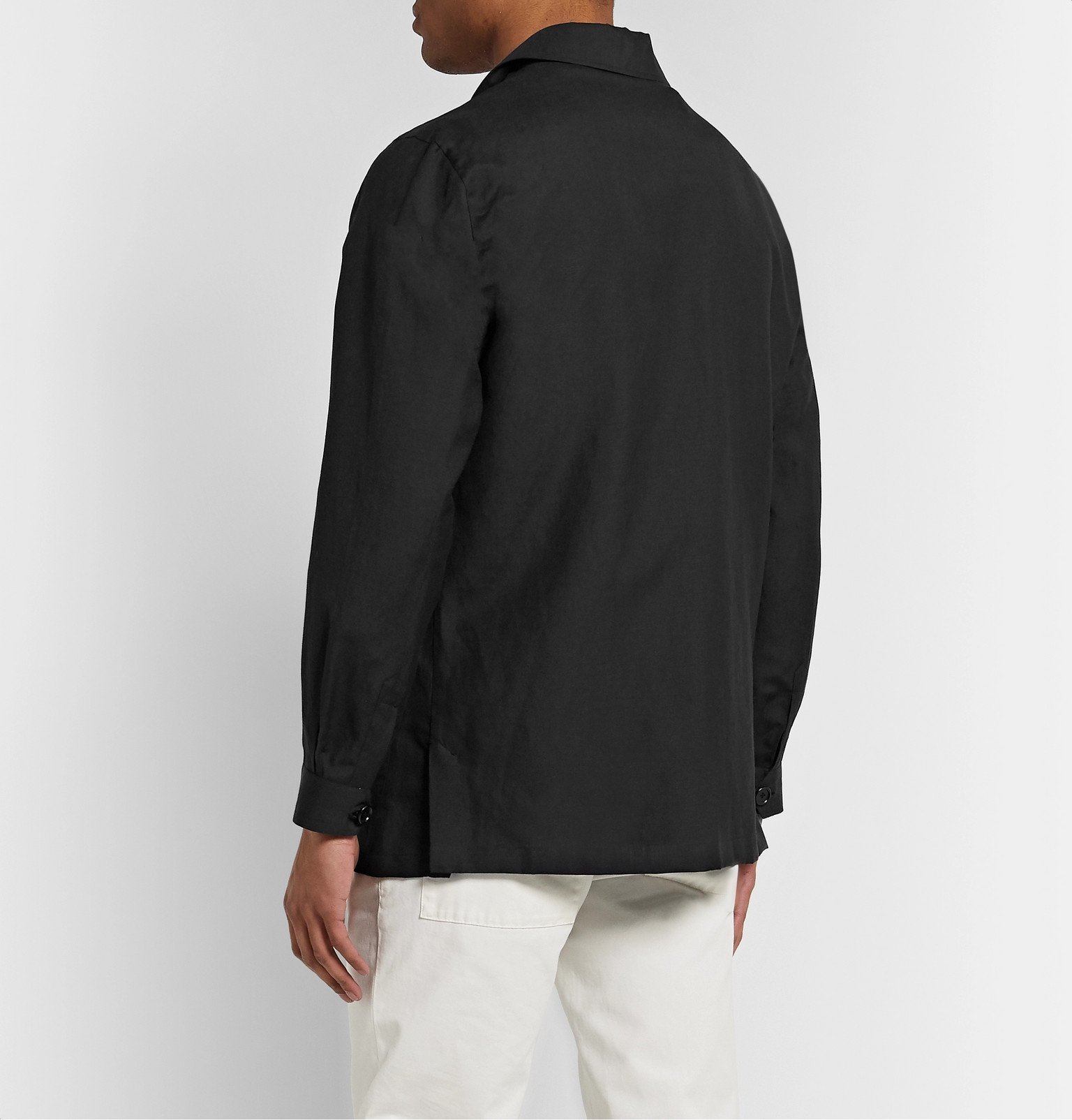 De Petrillo - Wool and Linen-Blend Jacket - Black De Petrillo