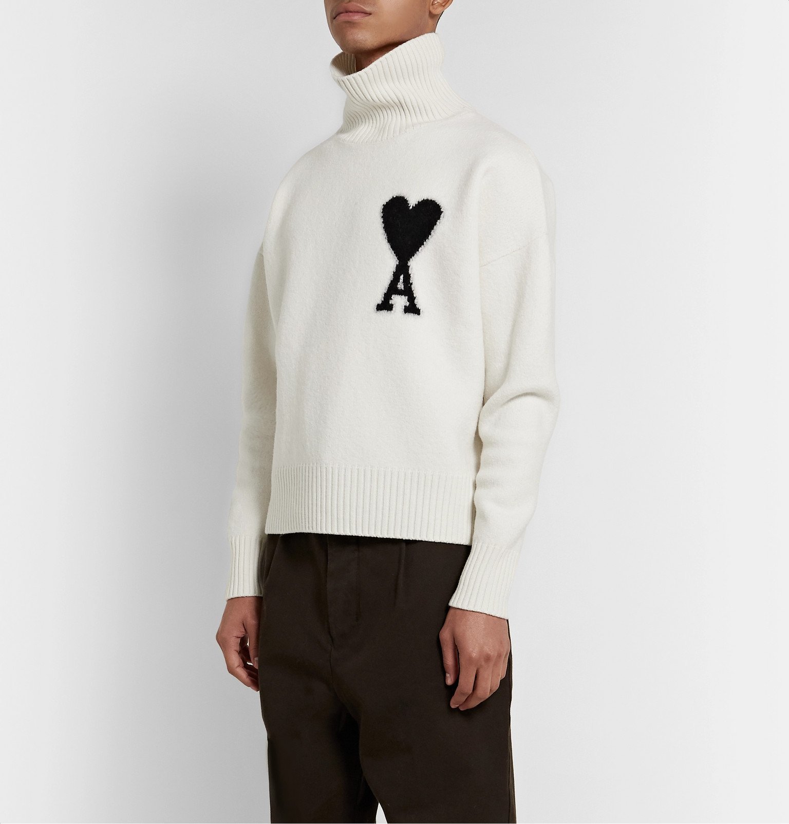 AMI - Logo-Intarsia Merino Wool 