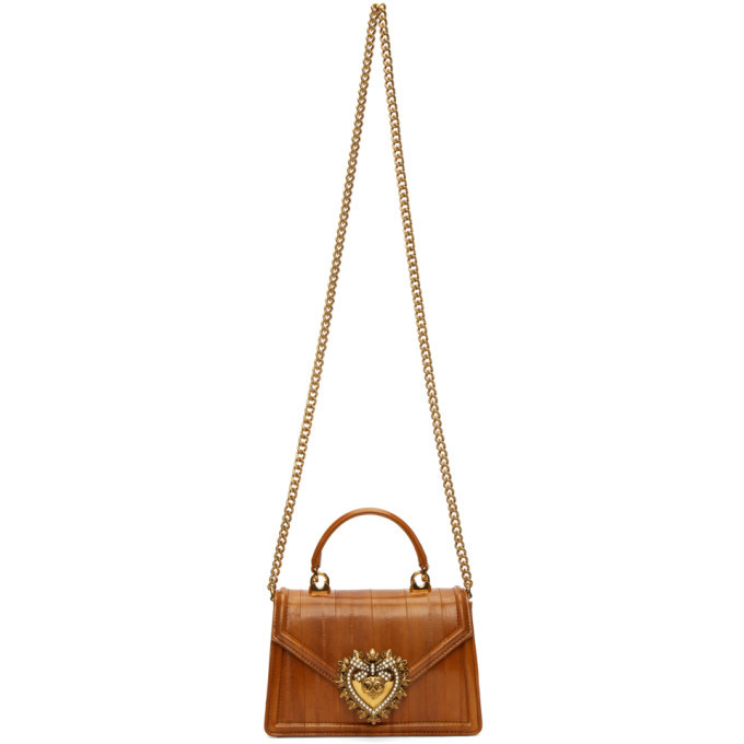 Dolce and Gabbana Brown Eel Small Devotion Bag Dolce & Gabbana