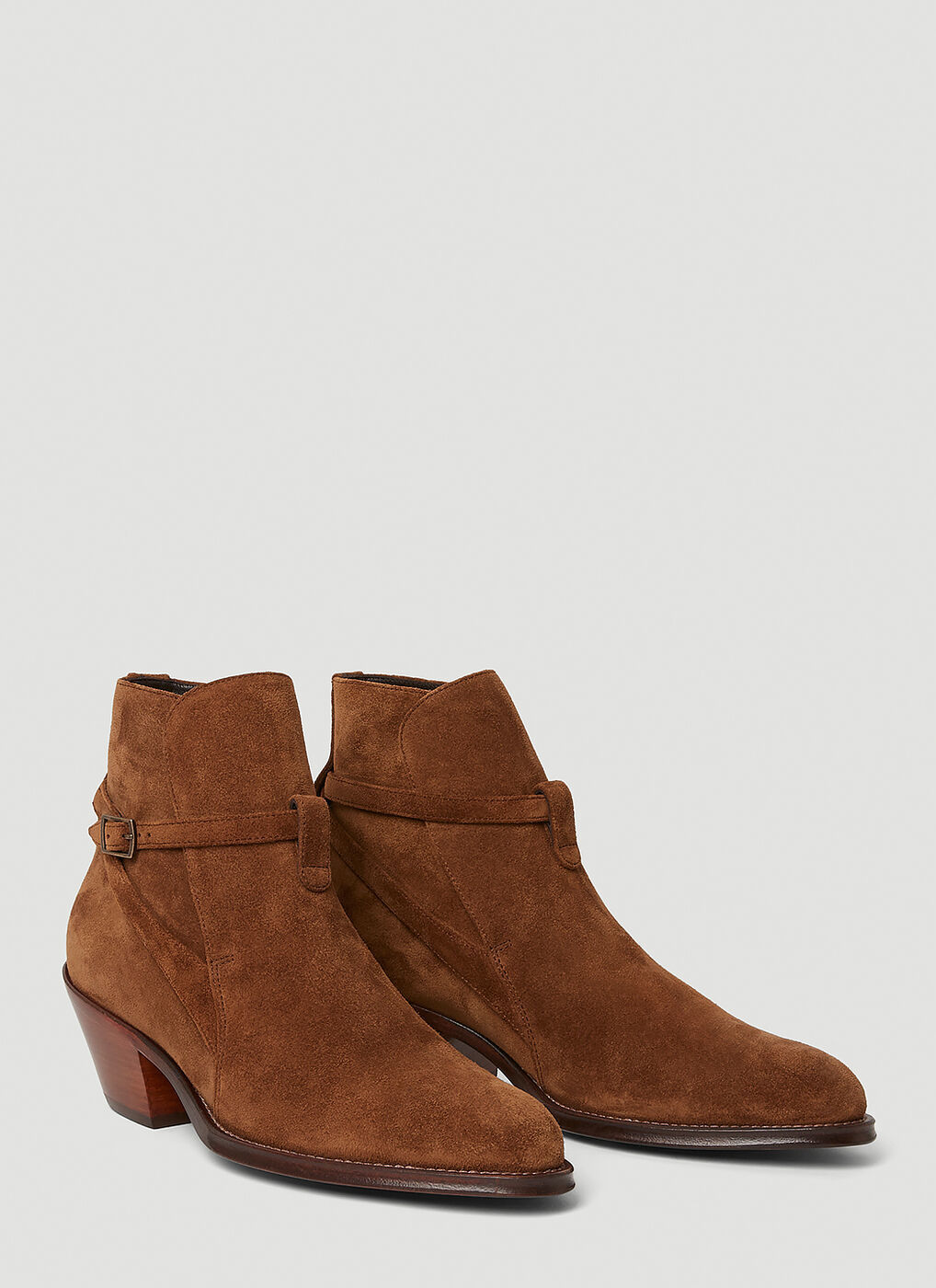 Ratched 45 Suede Ankle Boots in Brown Saint Laurent