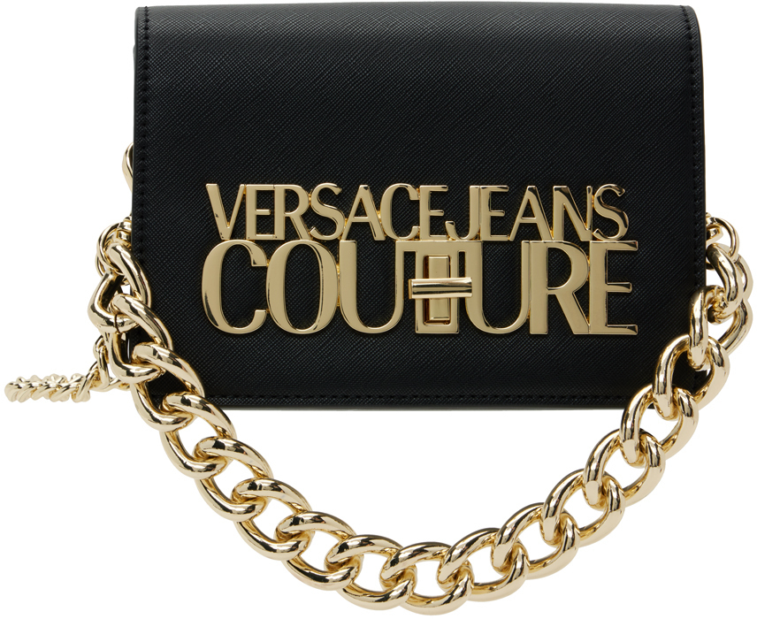 Versace Jeans Couture Black Logo Lock Bag Versace