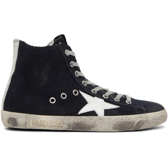 golden goose navy suede