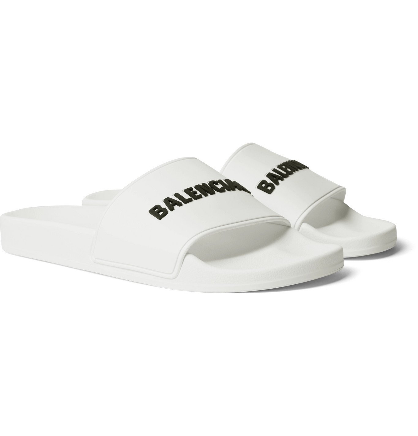 BALENCIAGA - Logo-Detailed Rubber Slides - White Balenciaga