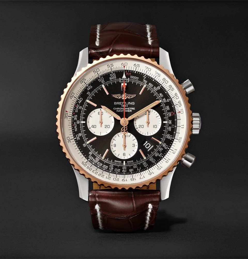 Breitling - Navitimer 1 Chronograph 46mm Steel, Red Gold and Crocodile ...