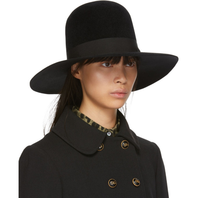 Gabbana Black Rabbit Fur Fedora Dolce 