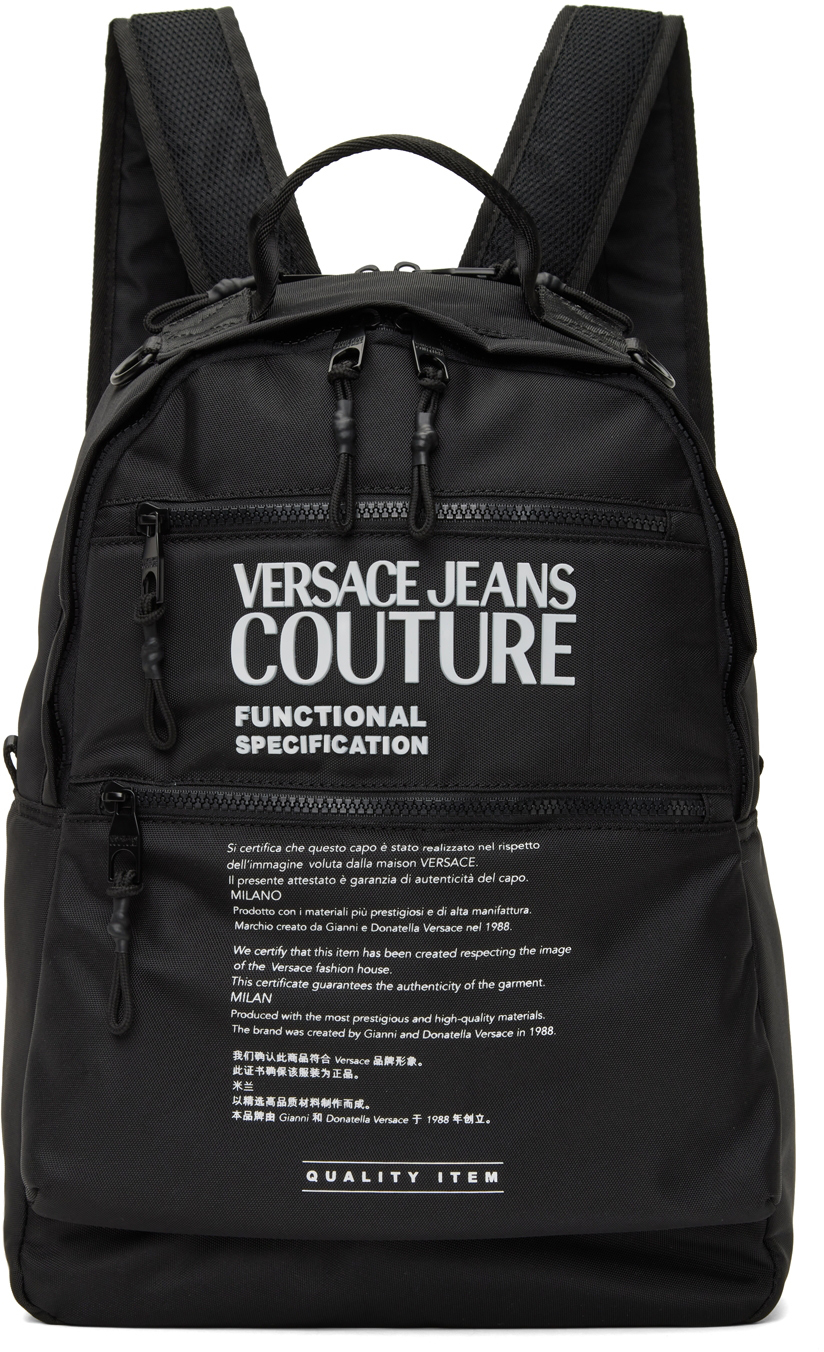 Versace Jeans Couture Black Logo Backpack Versace