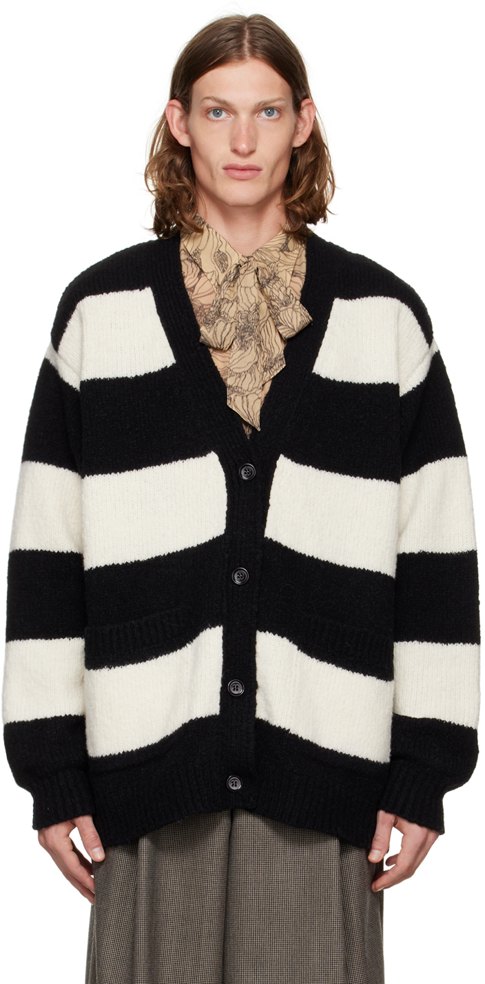 Dries Van Noten Black & White Stripe Cardigan Dries Van Noten