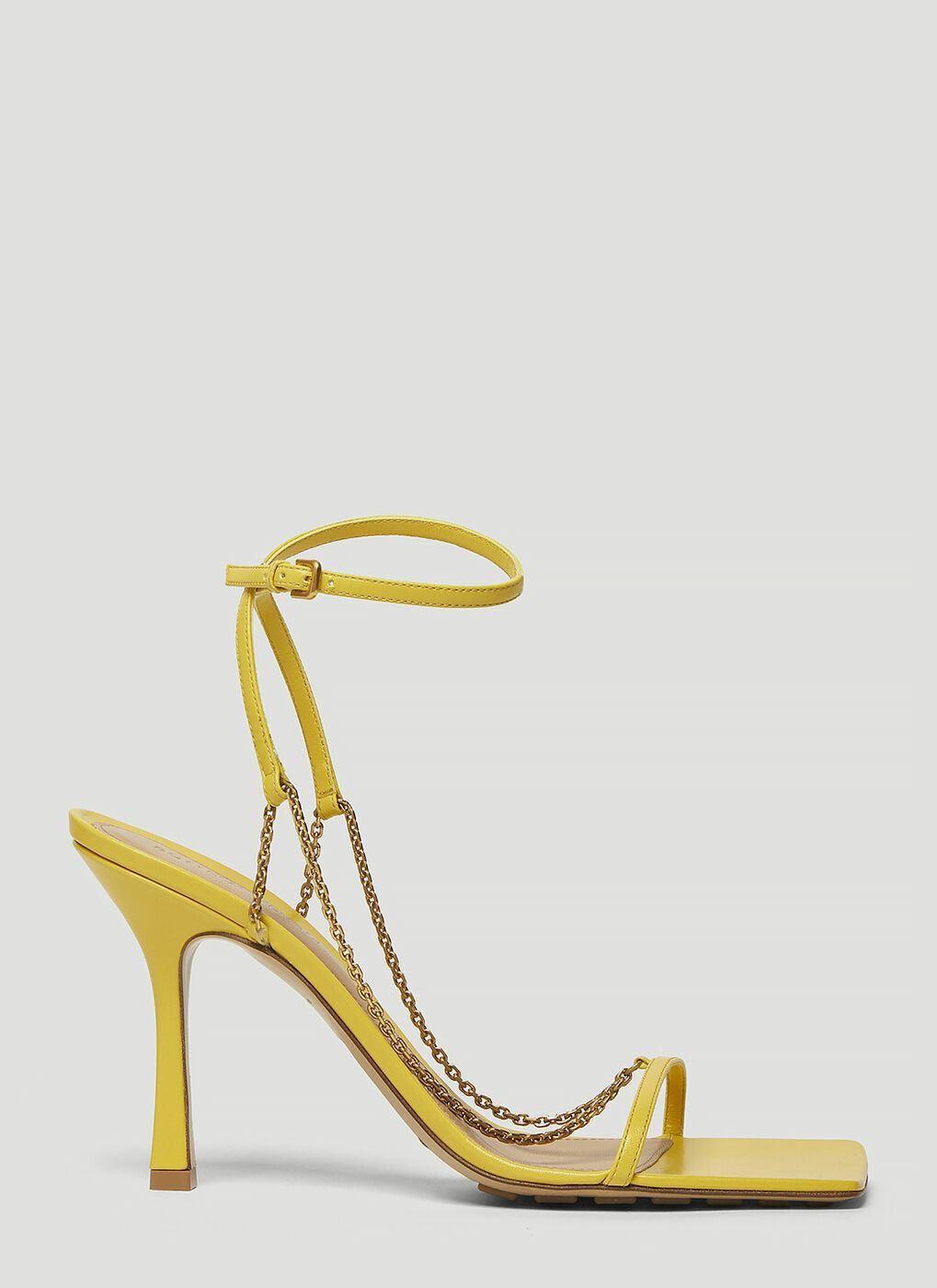 Chain-Strap Heeled Sandals in Yellow Bottega Veneta