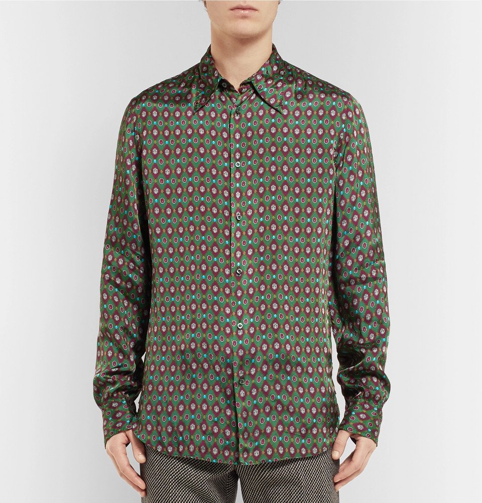 Gucci - Printed Twill Shirt - Men - Green Gucci