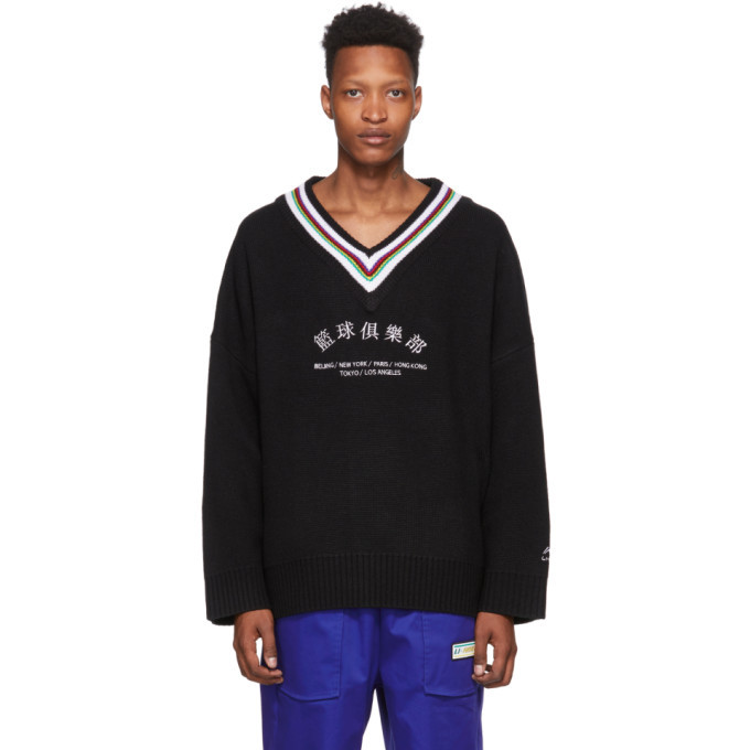 oversized black v neck sweater