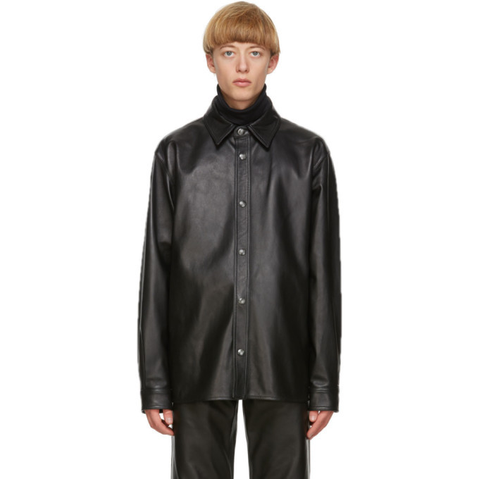 acne leather overshirt