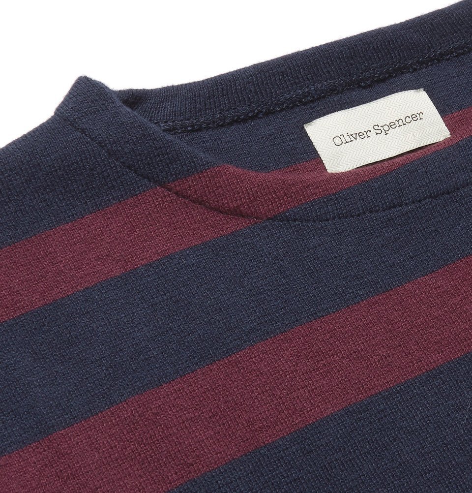 Oliver Spencer - Francisco Striped Cotton and Wool-Blend Sweater - Men - Navy