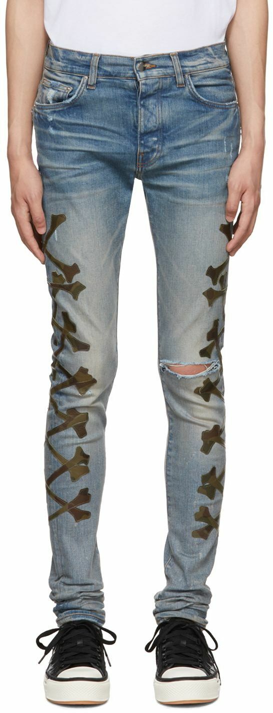 AMIRI Blue Camo Bones Jeans Amiri