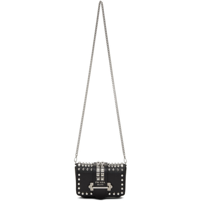 Prada Black Small Studded Cahier Chain Belt Pouch Prada