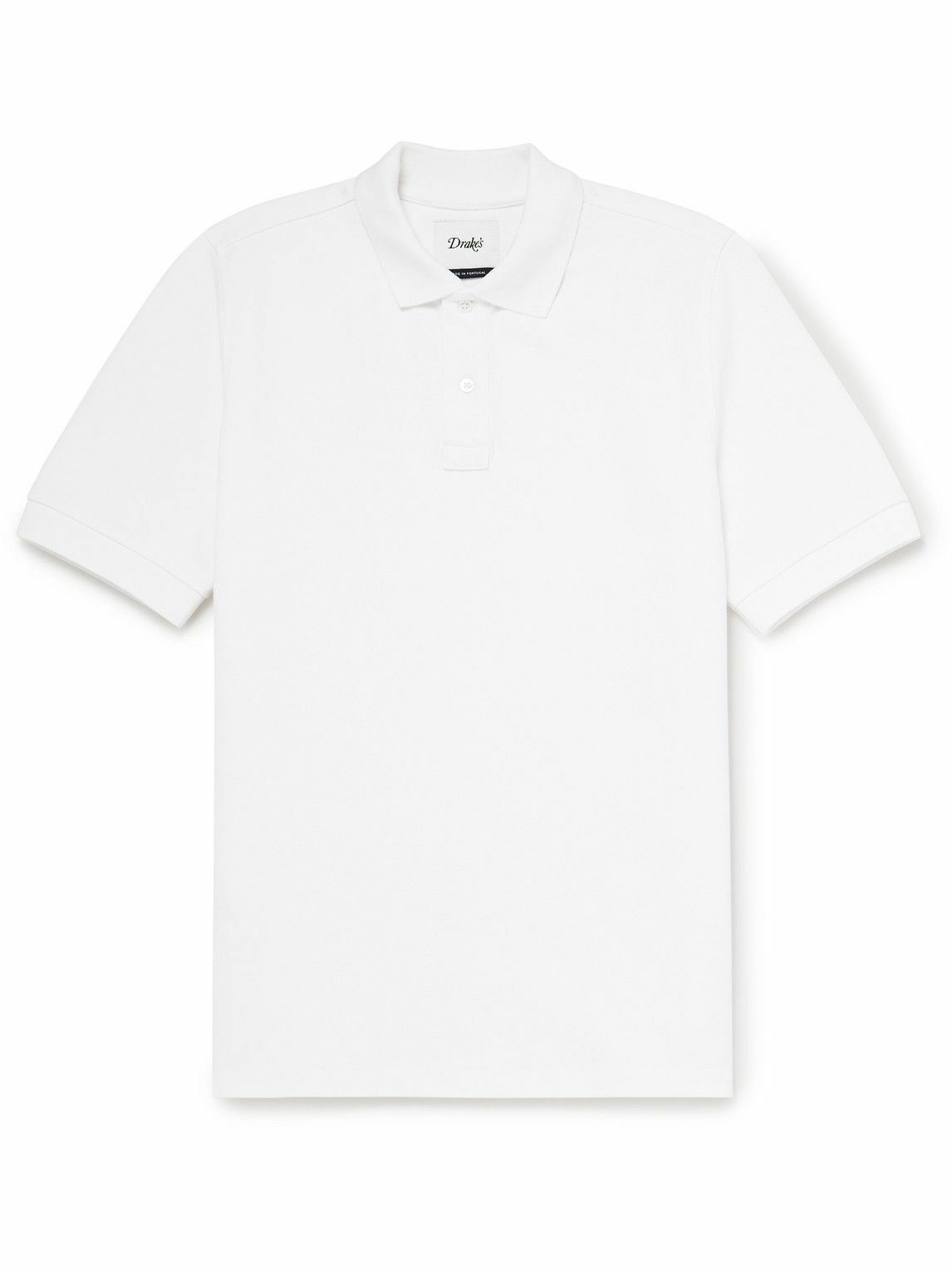 Photo: Drake's - Slim-Fit Cotton-Piqué Polo Shirt - White