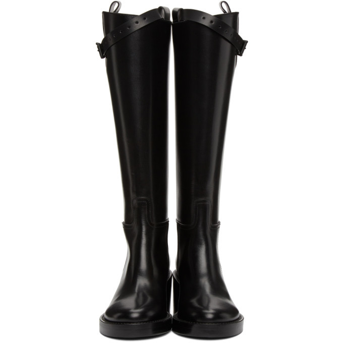 ann demeulemeester black heeled riding boots