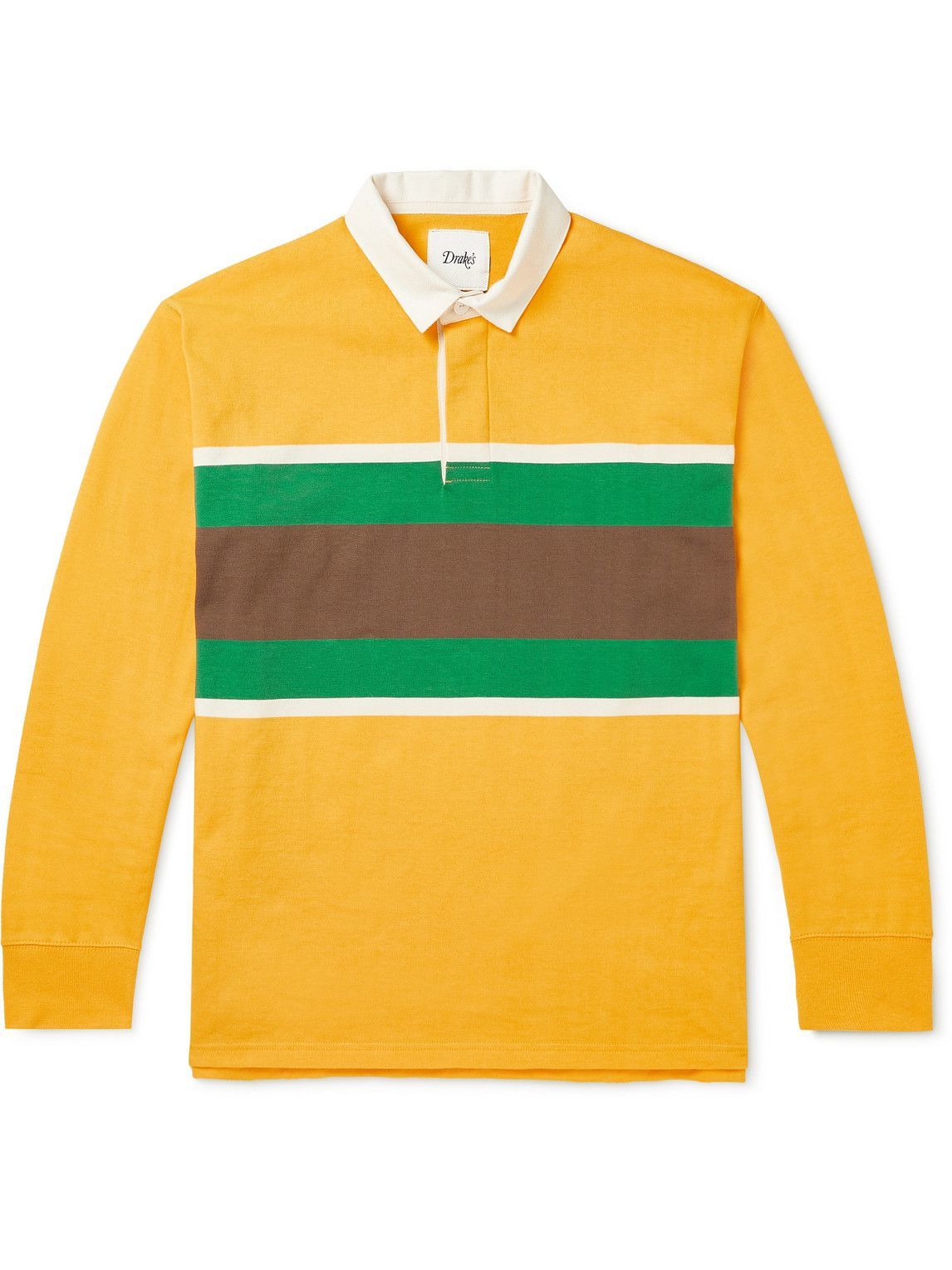Drake's - Striped Cotton Polo Shirt - Yellow Drake's