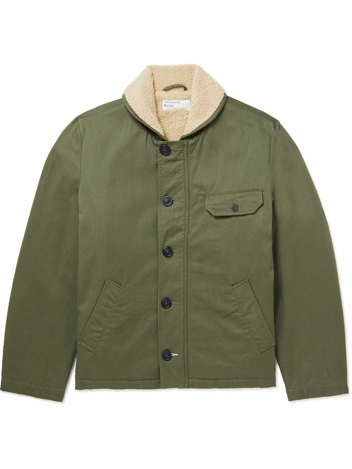 Universal Works - N1 Fleece-Lined Cotton-Twill Bomber Jacket - Green ...