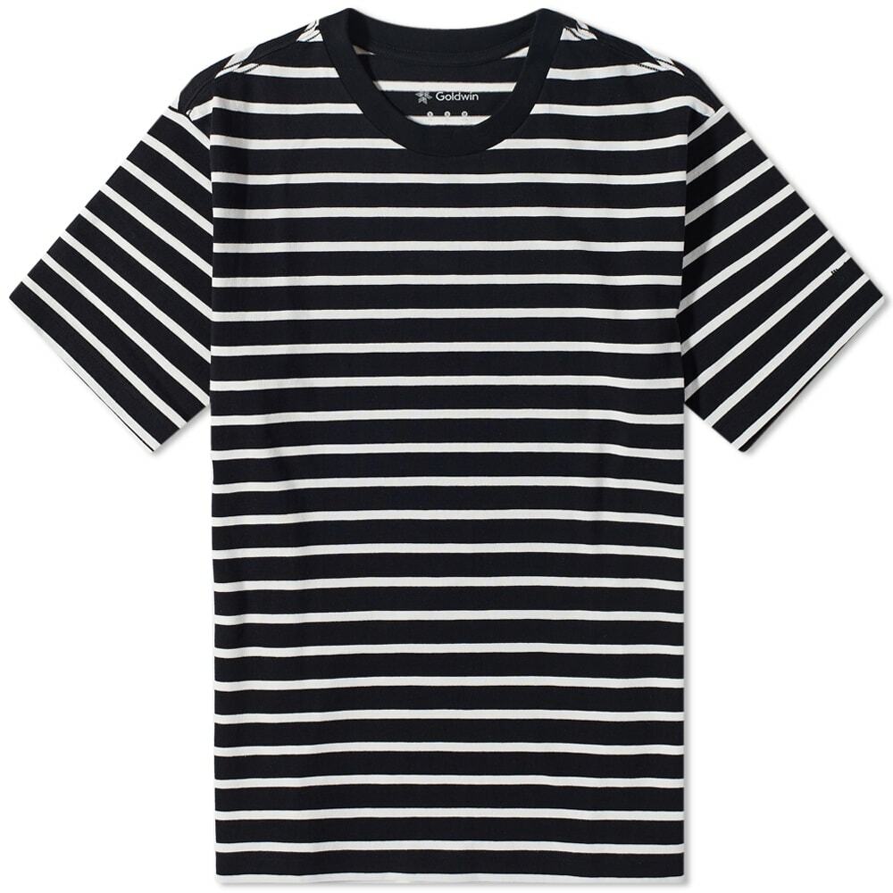 Goldwin Men's Horizontal Stripe T-Shirt in Black Goldwin