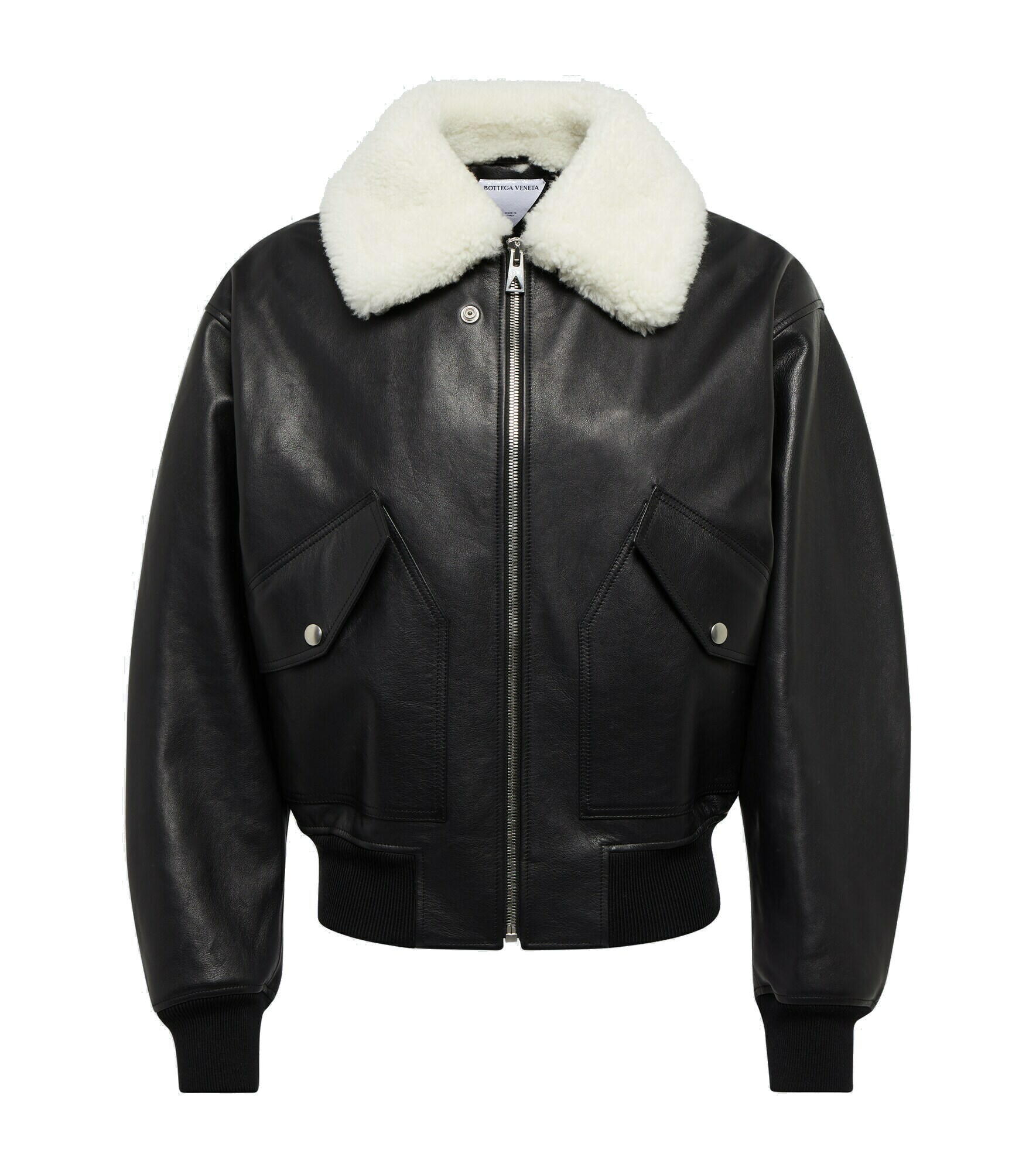 Bottega Veneta - Shearling-trimmed leather jacket Bottega Veneta