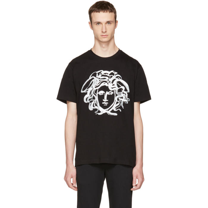 Versace Black Painted Medusa T-Shirt Versace