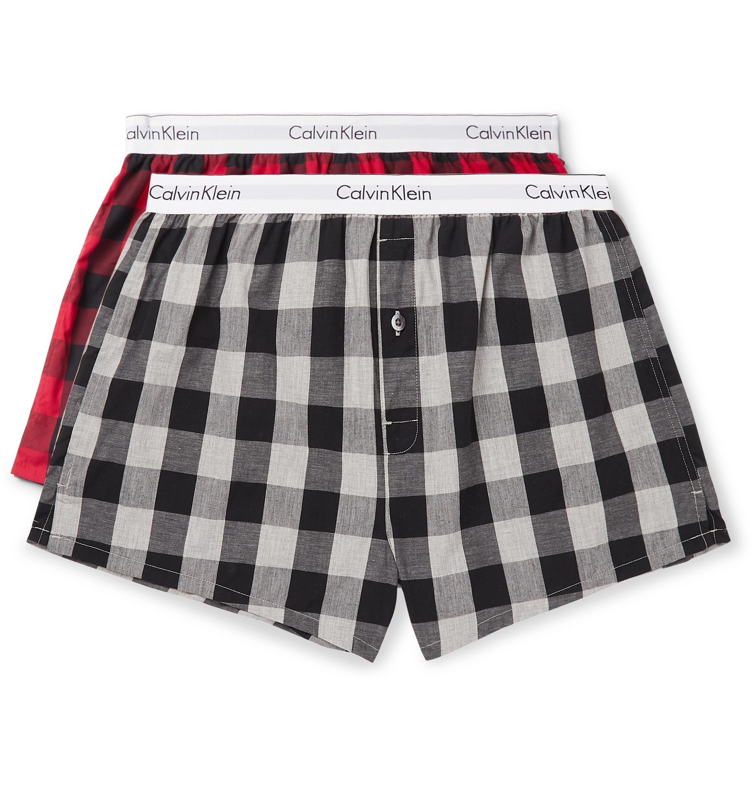Pef Ruim geld Calvin Klein Underwear - Two-Pack Checked Cotton Boxer Briefs - Multi Calvin  Klein Underwear