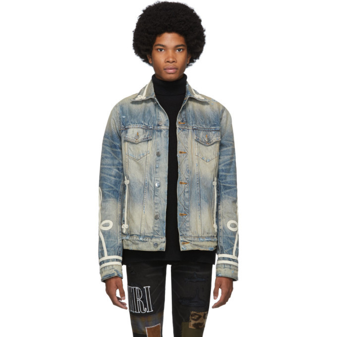 Amiri Indigo Denim Roping Trucker Jacket Amiri