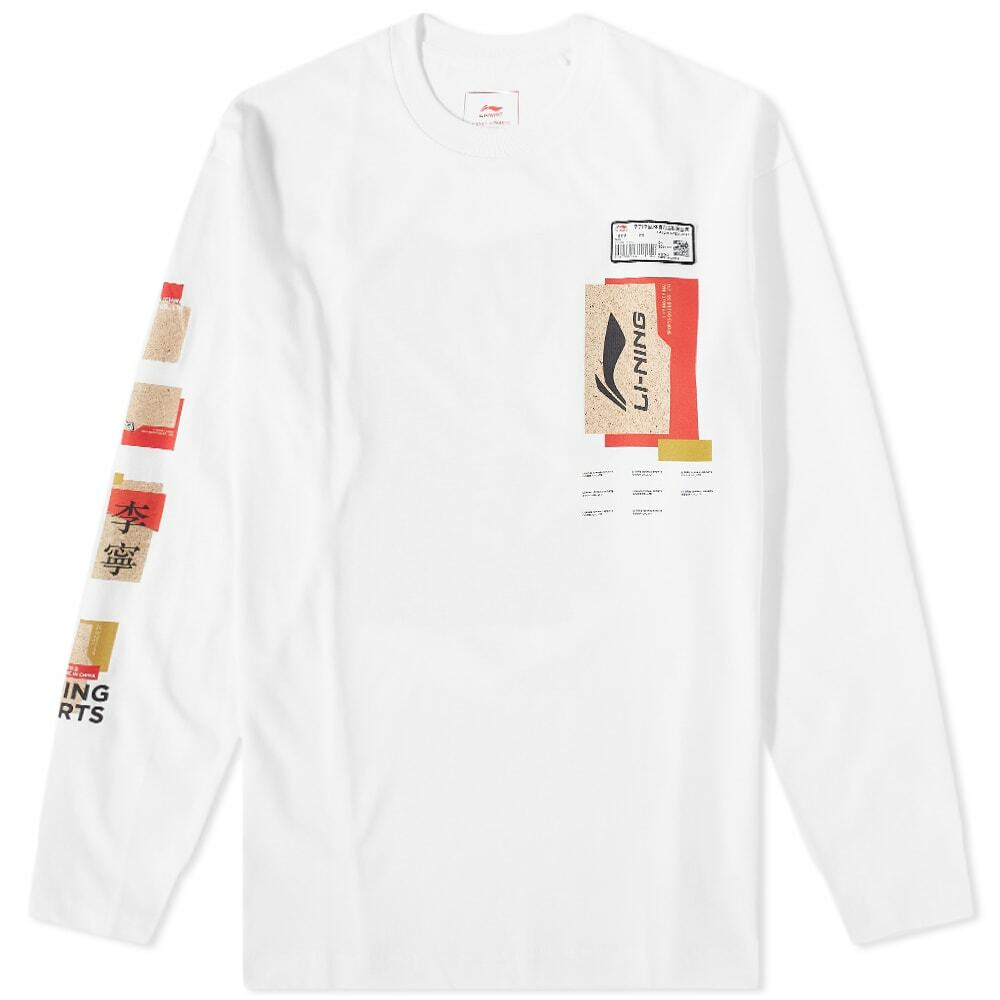 Li Ning Men S Long Sleeve Logo T Shirt In White Li Ning