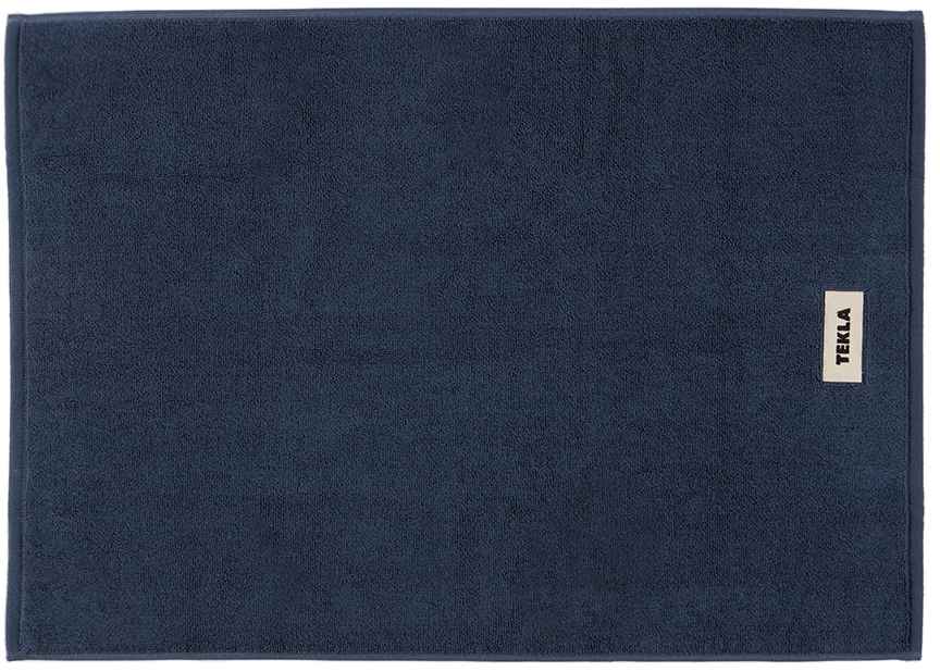 Tekla Navy Organic Cotton Bath Mat Tekla Fabrics