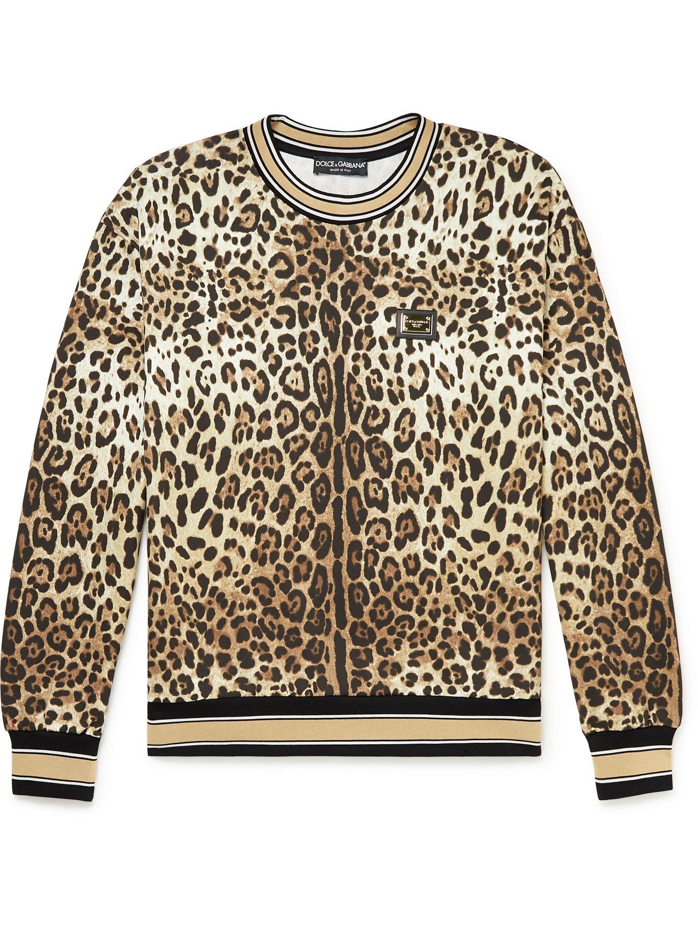 DOLCE & GABBANA - Logo-Appliquéd Leopard-Print Cotton-Jersey