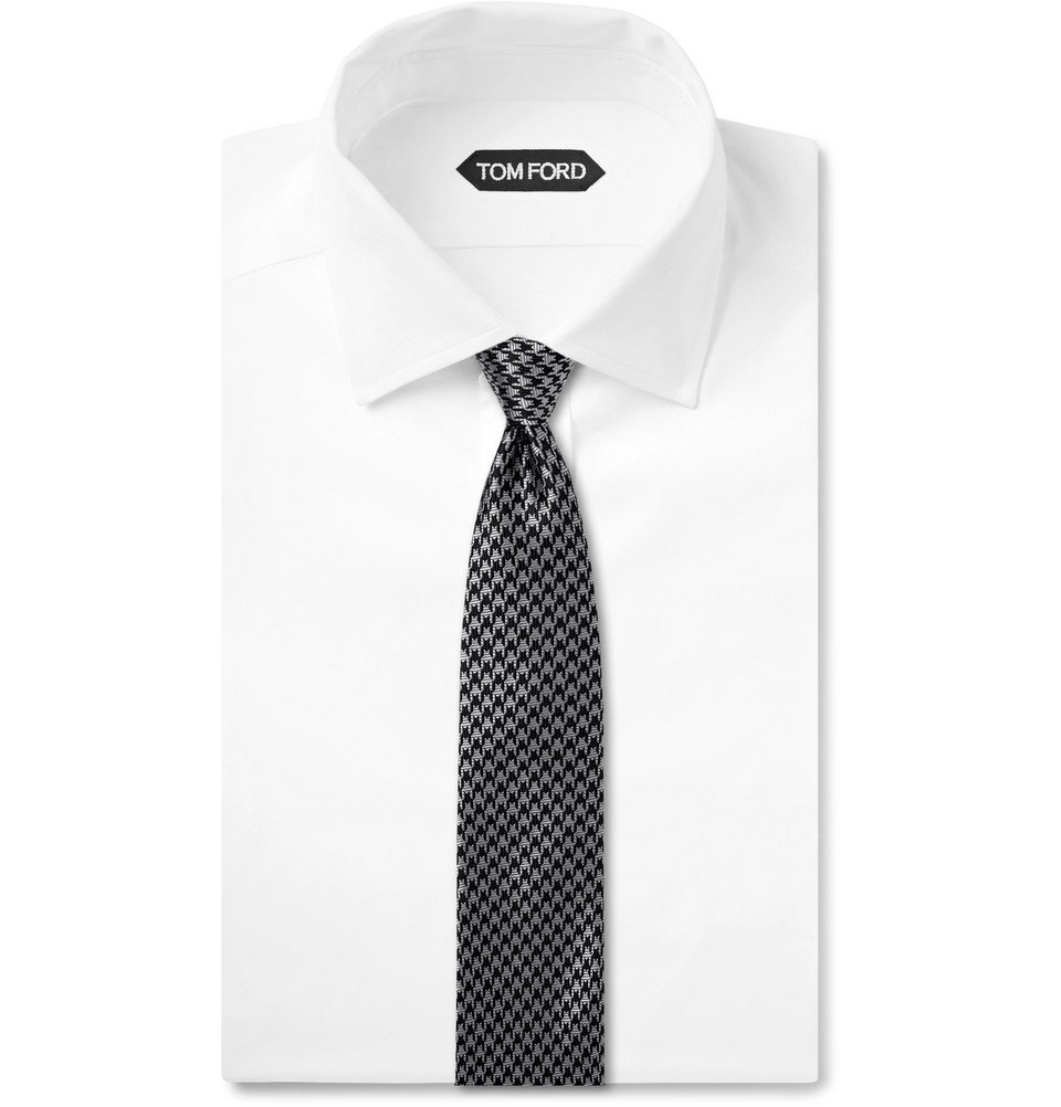 TOM FORD - 8cm Houndstooth Silk-Blend Tie - Silver TOM FORD