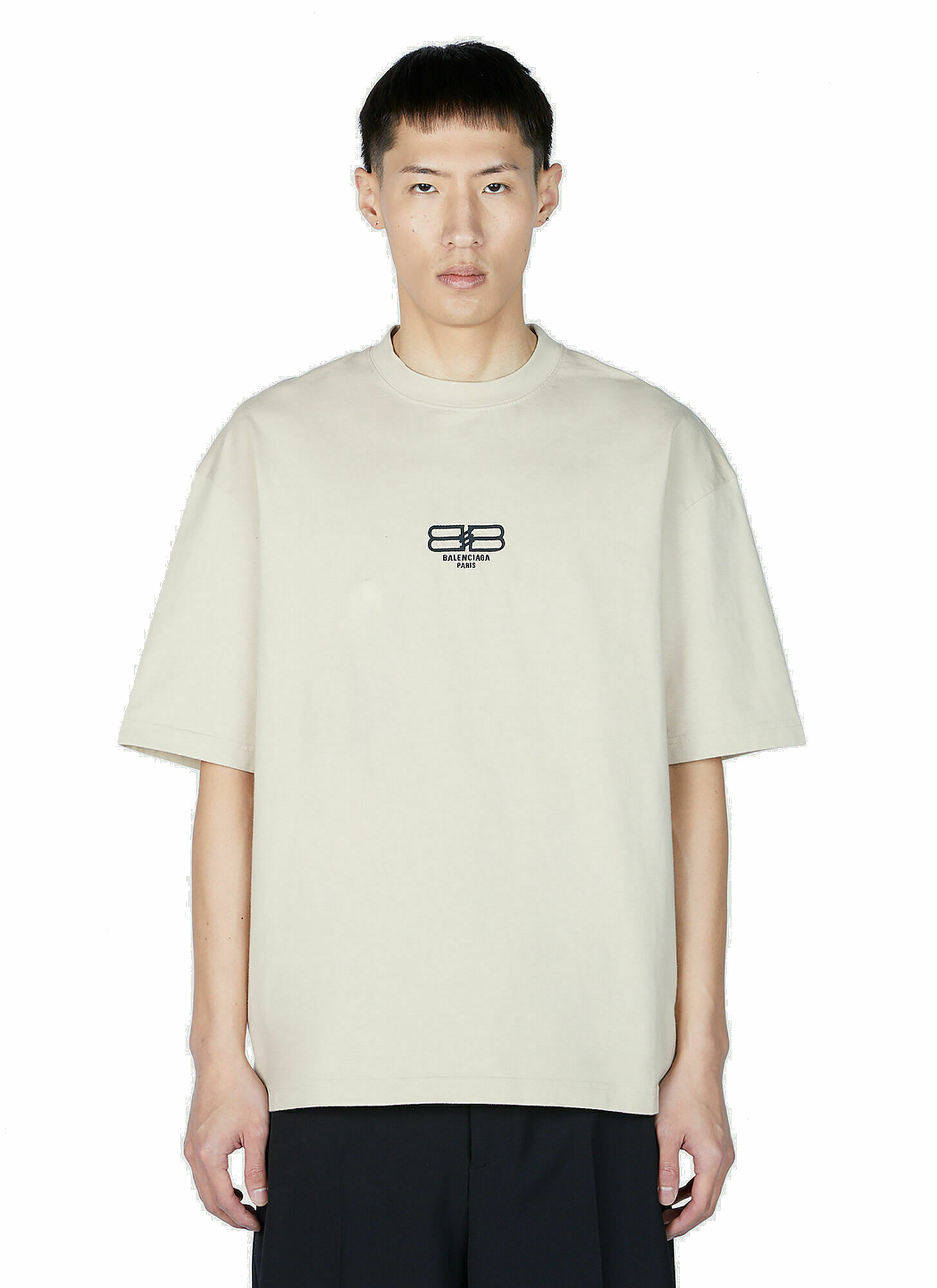 Balenciaga - BB Logo T-Shirt in Beige Balenciaga