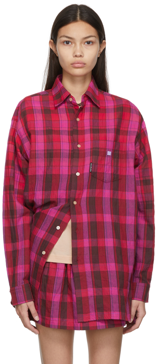 Acne Studios Pink Plaid Shirt Acne Studios