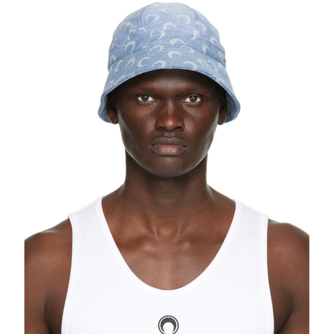 Marine Serre Blue Denim Moon Bell Hat 