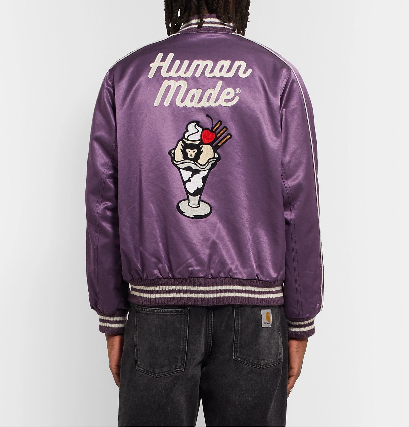 Human Made - Logo-Embroidered Cotton-Blend Satin Bomber Jacket 