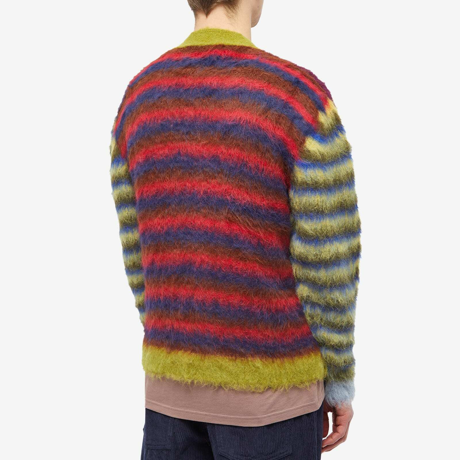 Brain Dead Men's Blurry Lines Alpaca Knit Cardigan in Multi Brain Dead