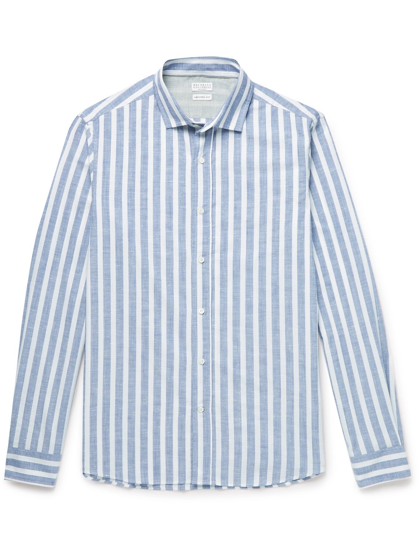 BRUNELLO CUCINELLI - Striped Cotton Shirt - Blue Brunello Cucinelli