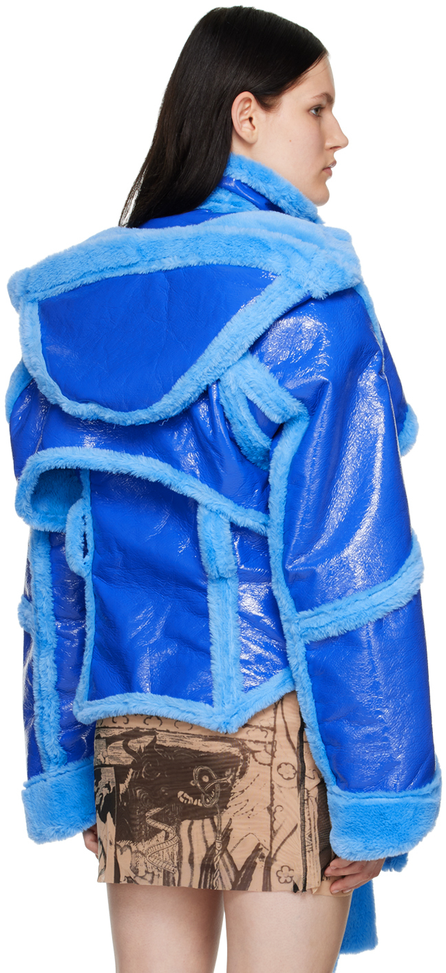 Ottolinger Blue Layered Faux-Leather Jacket Ottolinger