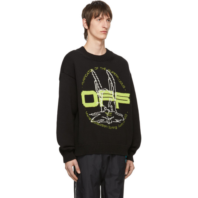 Off-White Black and Green Harry The Rabbit Sweater Off-White