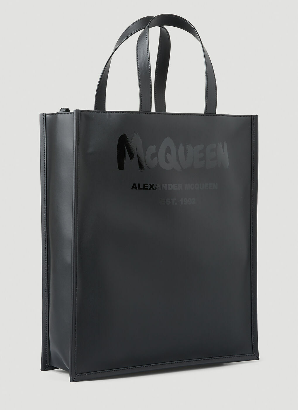 Graffiti Logo Print Tote Bag in Black Alexander McQueen