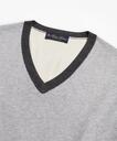 Brooks Brothers Men's Silk and Cotton Color-Block V-Neck Sweater | Grey