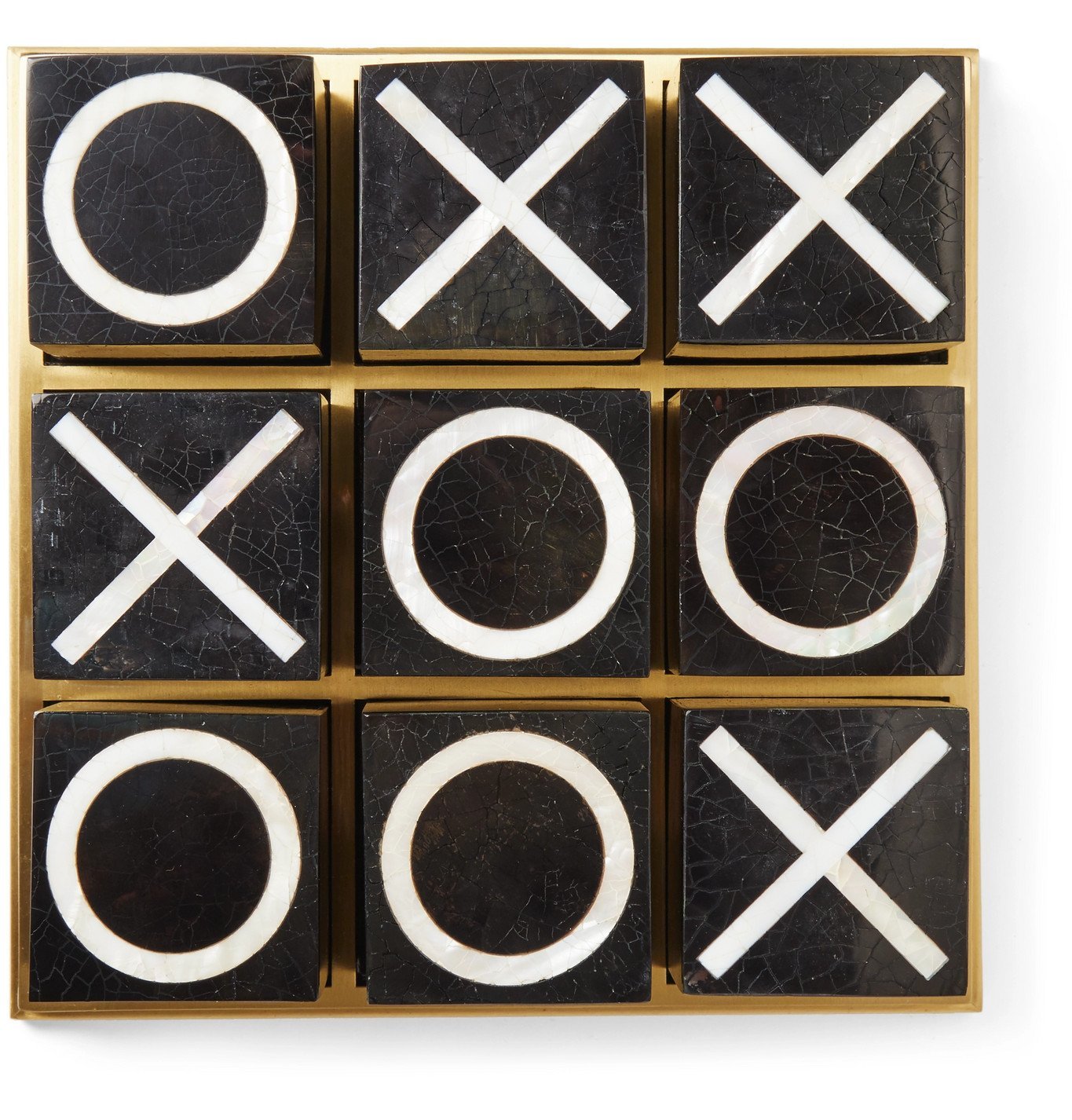 L Objet Deco Shell And Brass Tic Tac Toe Set Black L Objet