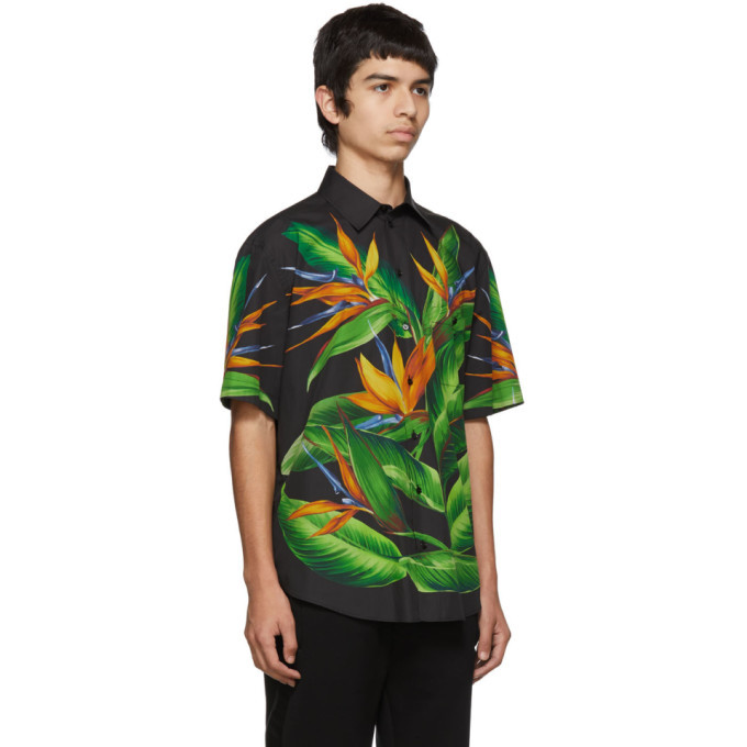 Dolce and Gabbana Black Bird Of Paradise Hawaiian Shirt Dolce & Gabbana