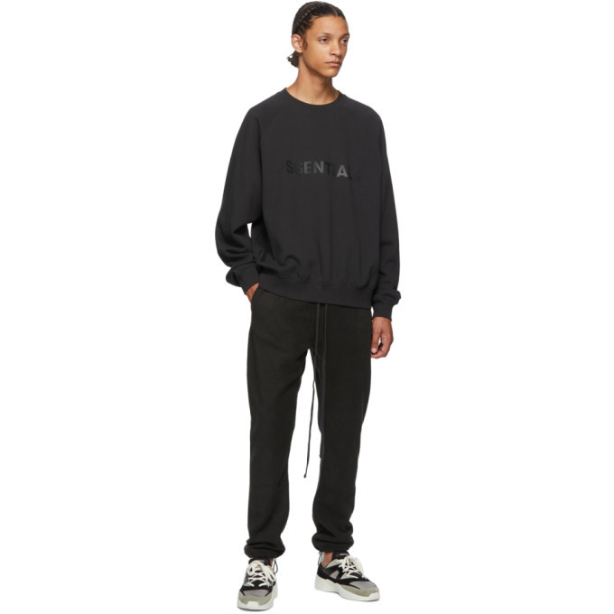 essentials black crewneck pullover sweatshirt