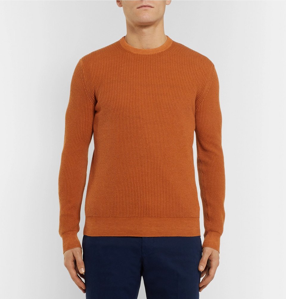 Loro Piana - Garment-Dyed Ribbed Cashmere Sweater - Men - Orange Loro Piana