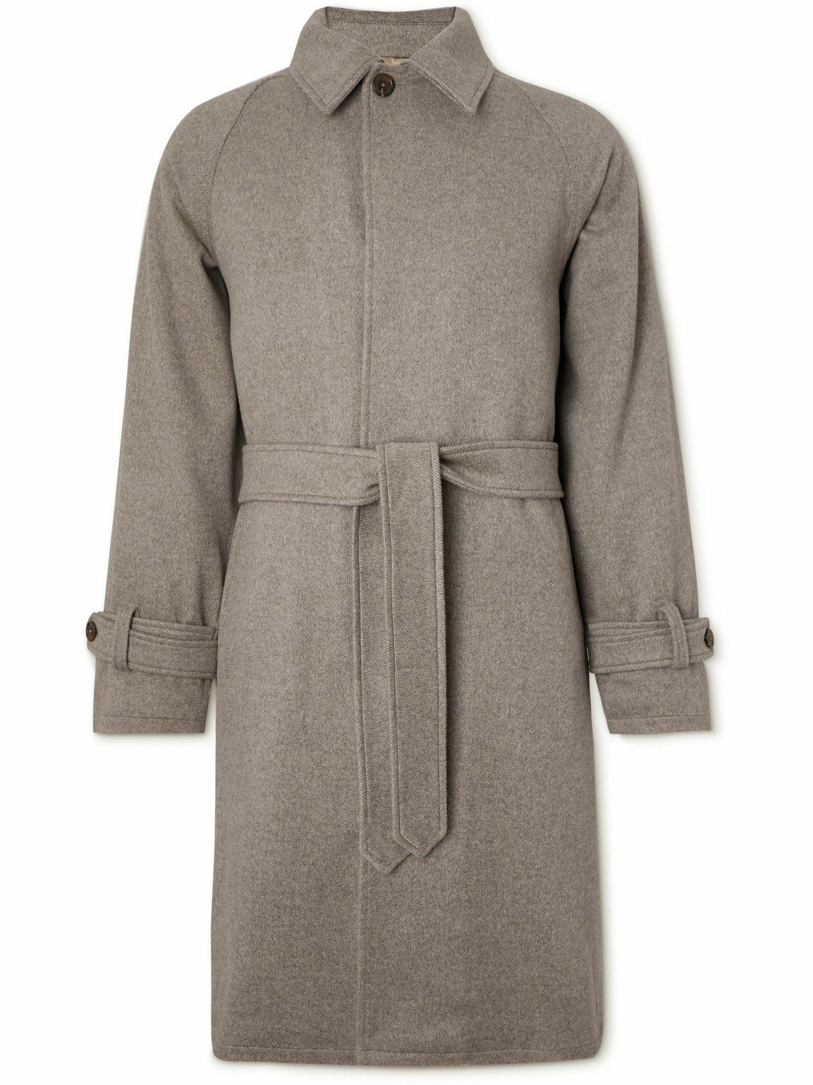 Stoffa Raglan Belted Brushed Cashmere Coat Brown