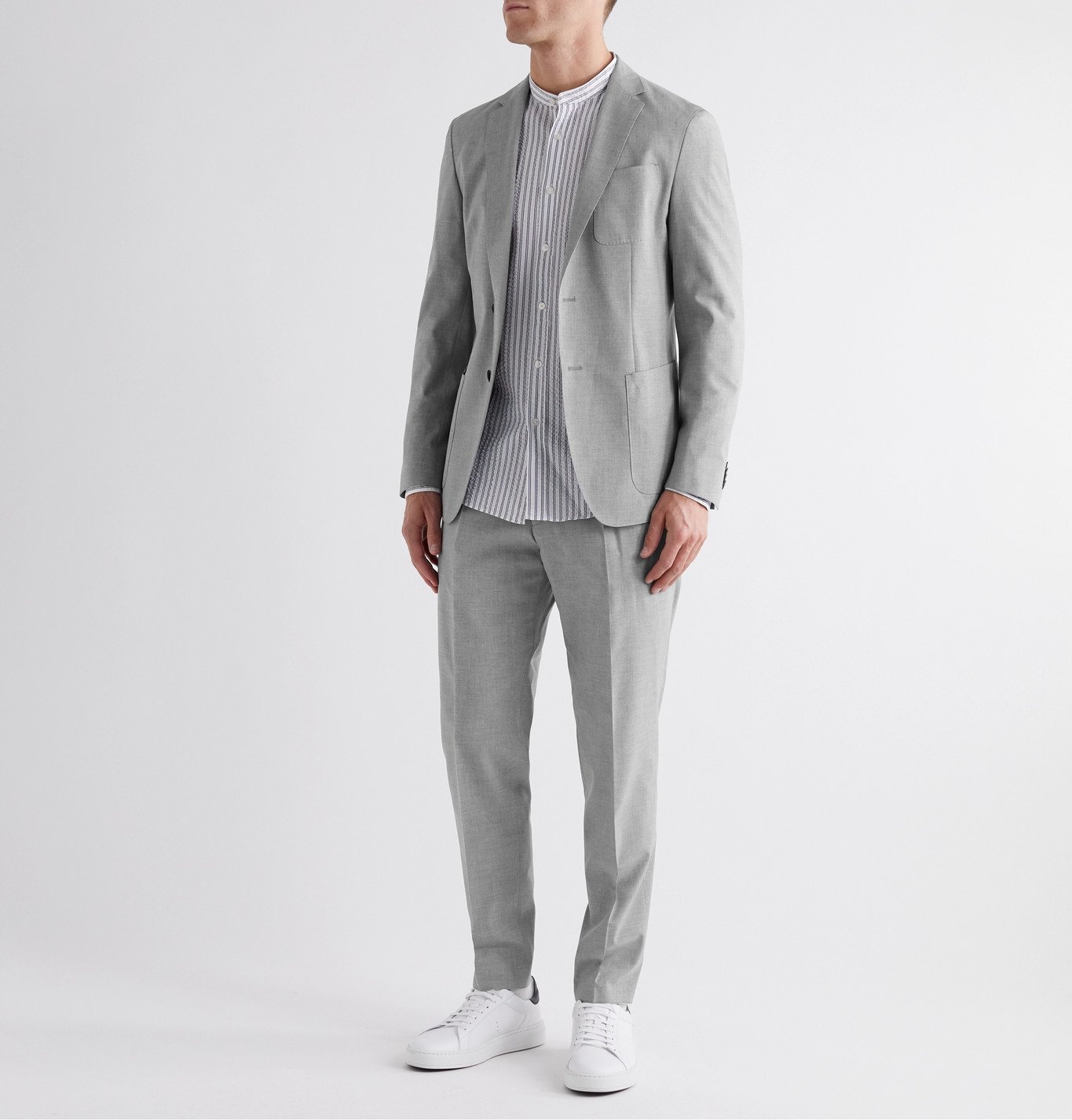 Hugo Boss - Bardon Slim-Fit Tapered Melangé Woven Drawstring Suit ...