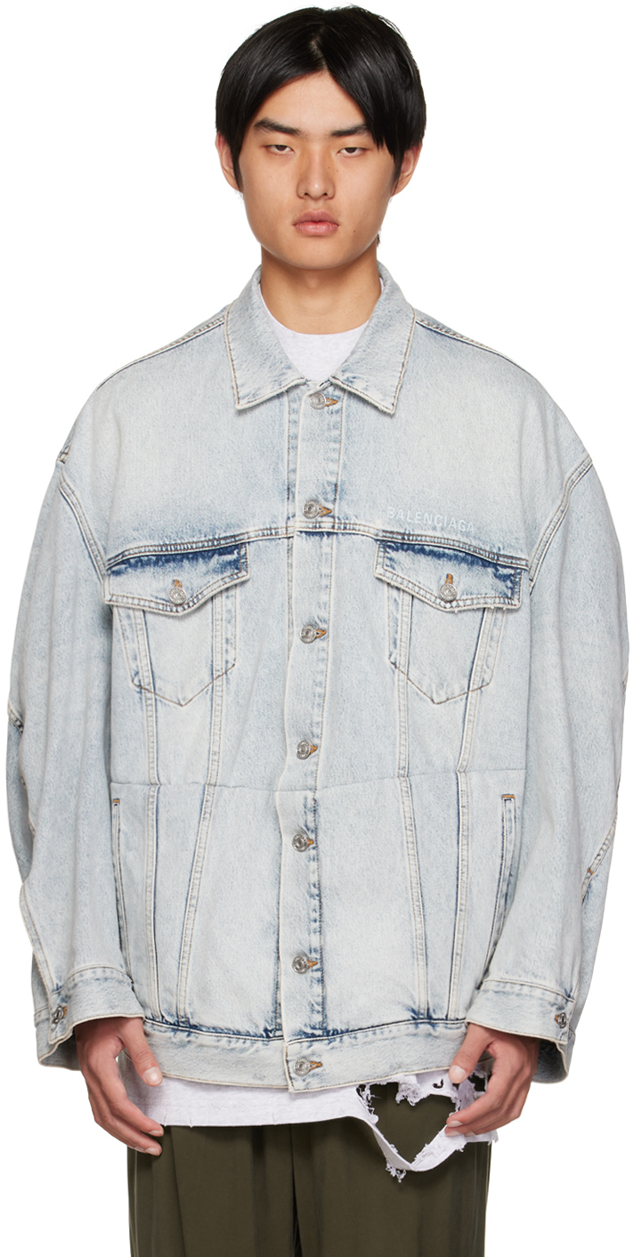 Balenciaga Blue Twisted Denim Jacket Balenciaga